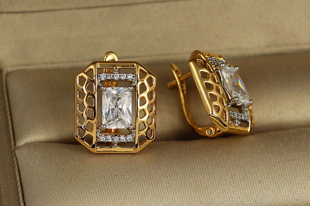 Сережки Xuping Jewelry світлиця з родієм 1,6 см золотисті