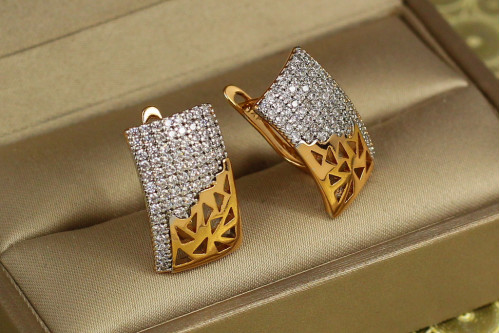 Сережки Xuping Jewelry уламок з родієм 1,9 см золотисті