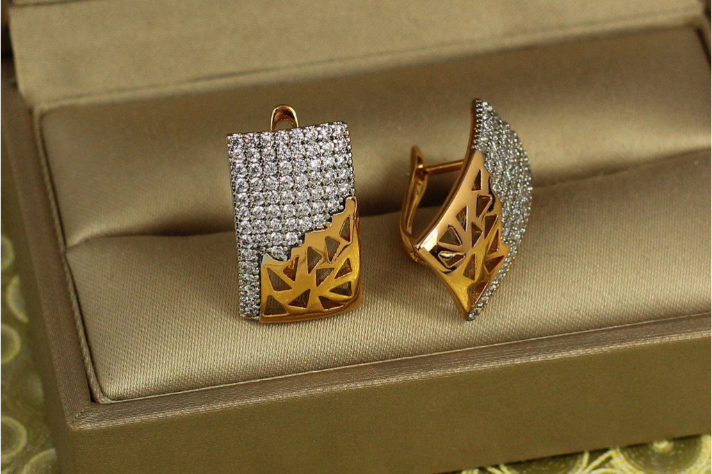 Сережки Xuping Jewelry уламок з родієм 1,9 см золотисті