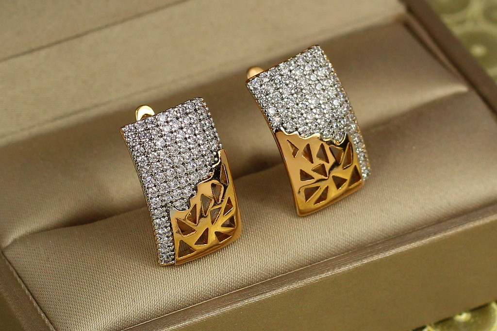 Сережки Xuping Jewelry уламок з родієм 1,9 см золотисті