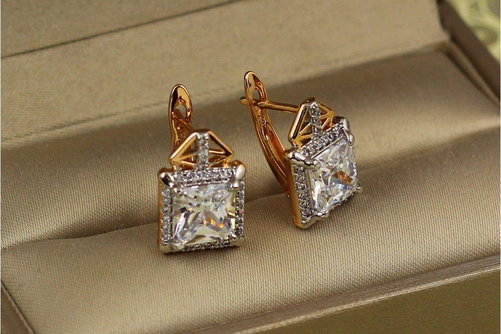 Сережки Xuping Jewelry терем з родієм 1,4 см золотисті