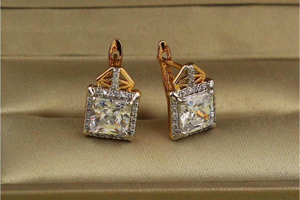 Сережки Xuping Jewelry терем з родієм 1,4 см золотисті