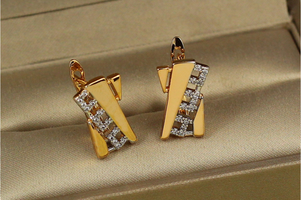 Сережки Xuping Jewelry парадигма з родієм 1,6 см золотисті
