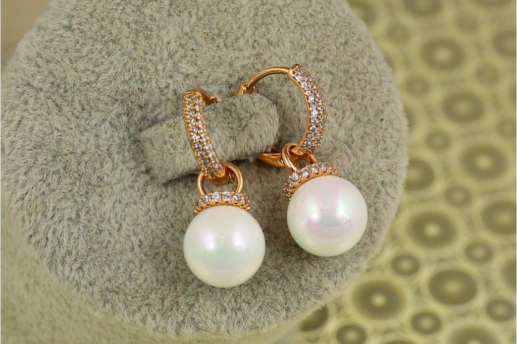Серьги Xuping Jewelry подвески со съемным жемчугом 2,6 см  золотистые