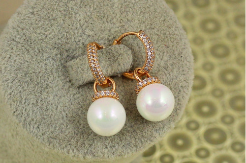 Серьги Xuping Jewelry подвески со съемным жемчугом 2,6 см  золотистые