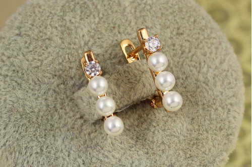 Серьги Xuping Jewelry дорожка из жемчуга 1,8 см золотистые