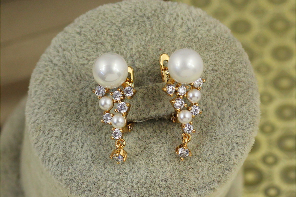Сережки Xuping Jewelry спалах з танцюючим фіанітом 2,4 см золотисті