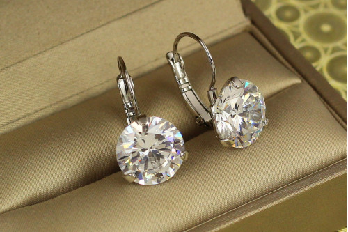 Сережки Xuping Jewelry акапелла з каменем 2,1 см сріблясті