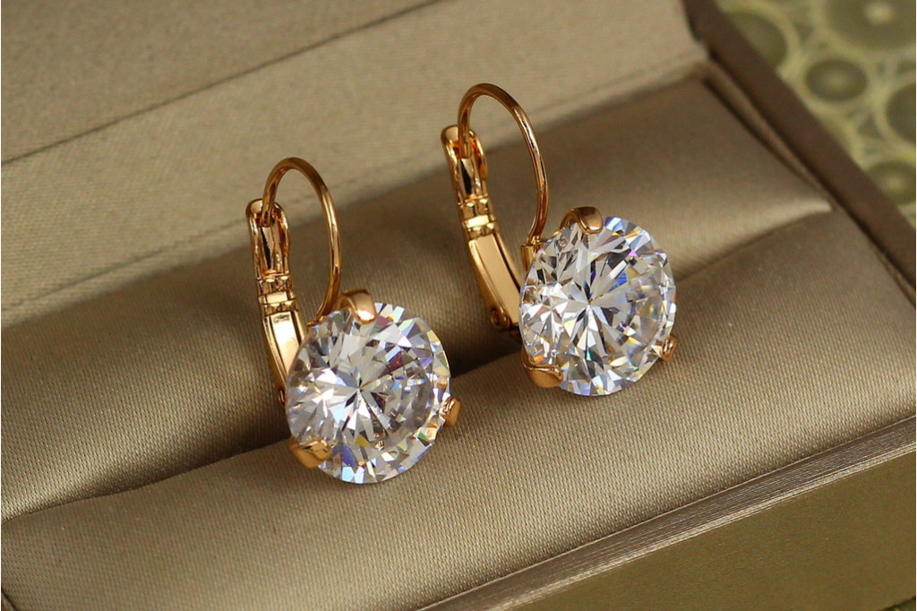 Сережки Xuping Jewelry акапелла з каменем 2,1 см золотисті