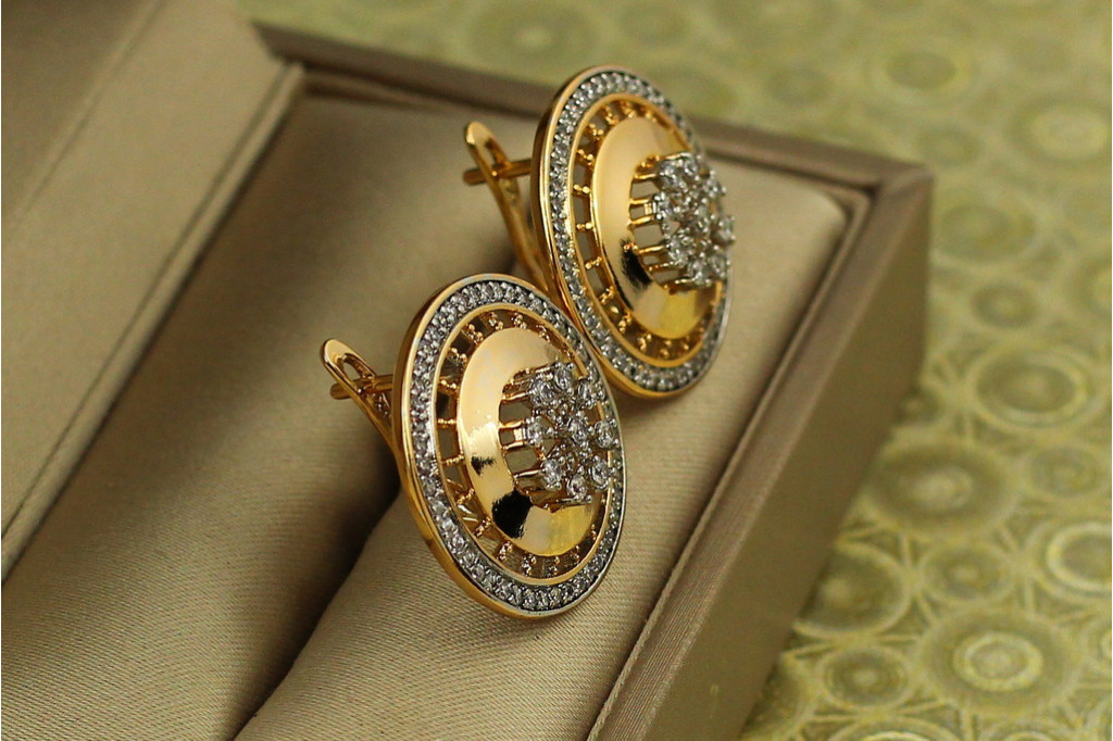 Сережки Xuping Jewelry Чикаго з родієм 2,1 см золотисті