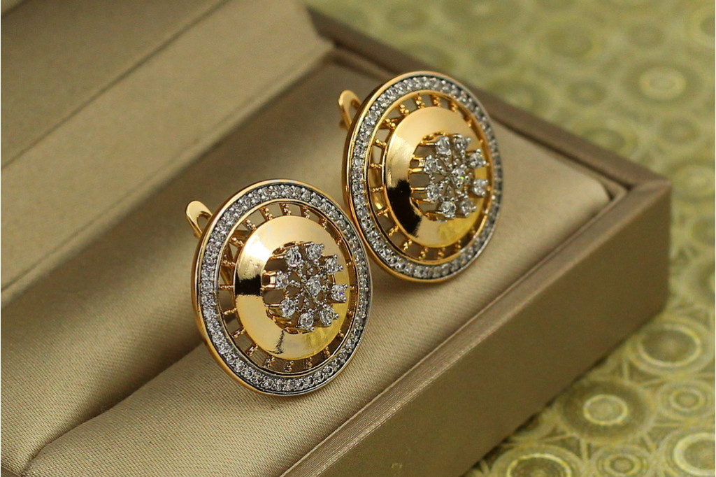 Сережки Xuping Jewelry Чикаго з родієм 2,1 см золотисті