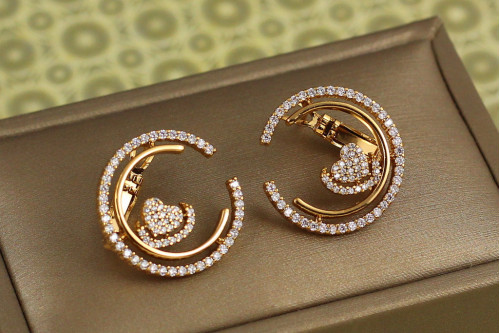 Сережки Xuping Jewelry контур з серцем 2 см золотисті