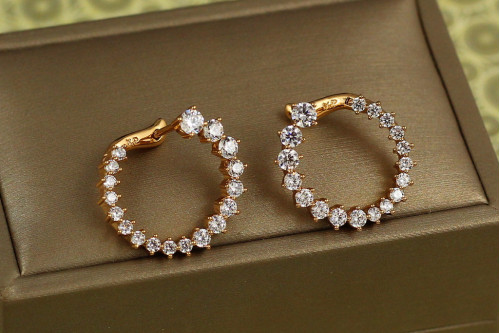 Сережки Xuping Jewelry дужка з крупними каменями 2,1 см золотисті