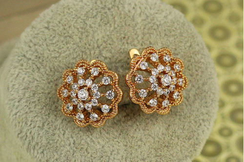 Сережки Xuping Jewelry сакура 1,7 см золотисті