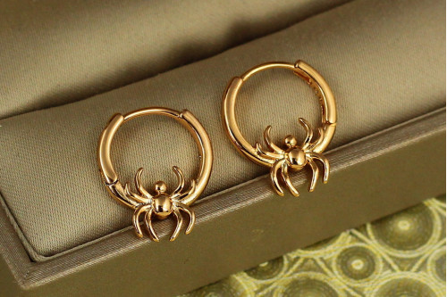 Сережки кільця Хuping Jewelry павук 1,7 см золотисті