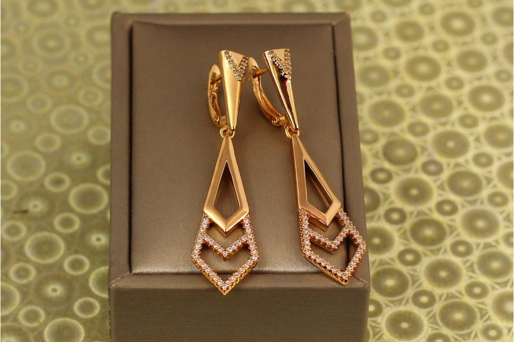 Сережки підвіски Хuping Jewelry вказівник 5,3 см золотисті