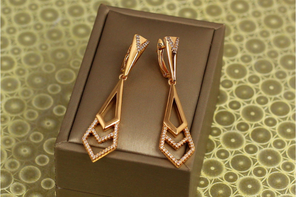 Сережки підвіски Хuping Jewelry вказівник 5,3 см золотисті