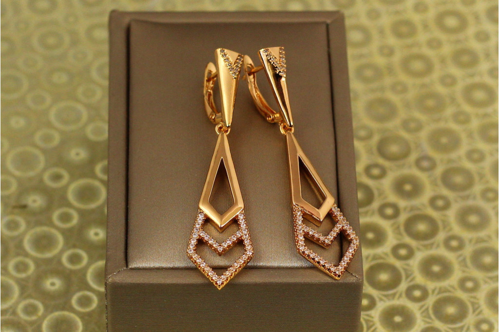 Сережки підвіски Хuping Jewelry вказівник 5,3 см золотисті
