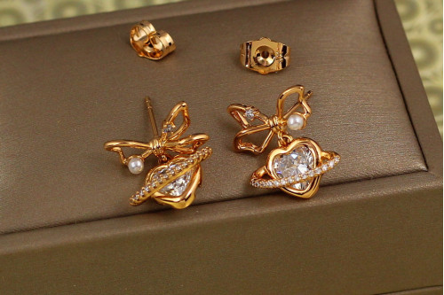 Сережки Xuping Jewelry серце з орбітою 1,8 см золотисті