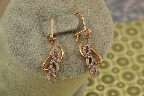 Сережки підвіски Xuping Jewelry Кульбіт 3,5 см золотисті