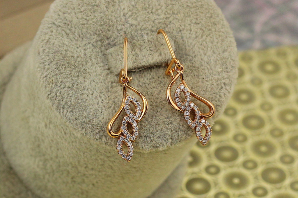 Сережки підвіски Xuping Jewelry Кульбіт 3,5 см золотисті