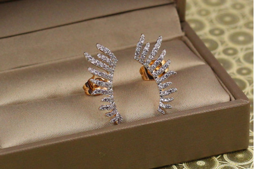Сережки Xuping Jewelry Перун з родієм 2,3 см золотисті