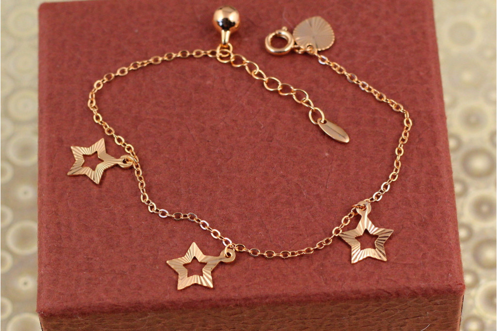 Браслет Xuping Jewelry якорный со звездами 17 см удлиннитель 3 см золотистый
