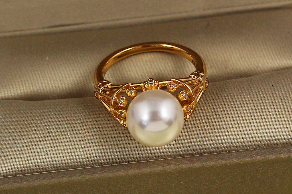 Кільце Xuping Jewelry куля з перлиною р 19 золотисте