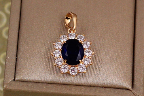 Кулон Xuping Jewelry Ежевика синий камень 1.9 см золотистый