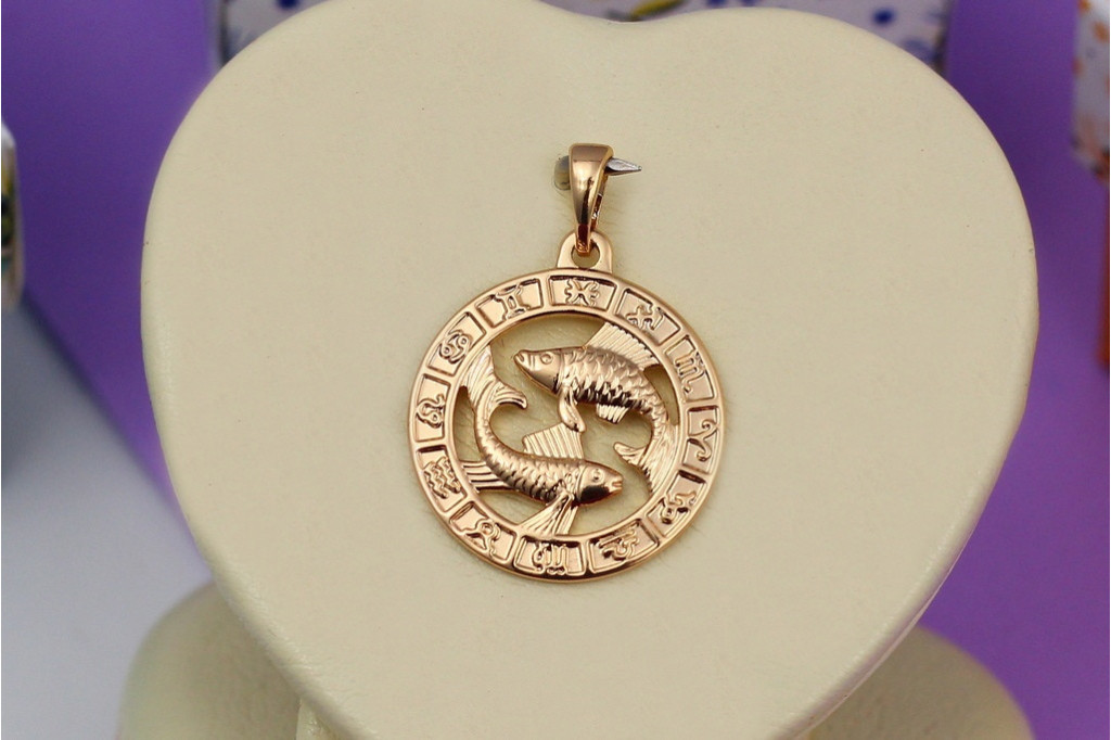 Кулон зодиак Xuping Jewelry риби 2 см золотистый