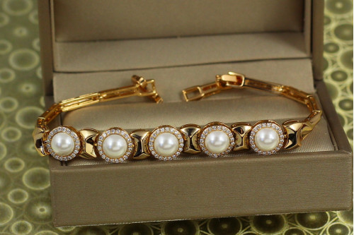 Браслет Xuping Jewelry П"ять перлин 17 см 9 мм золотистий