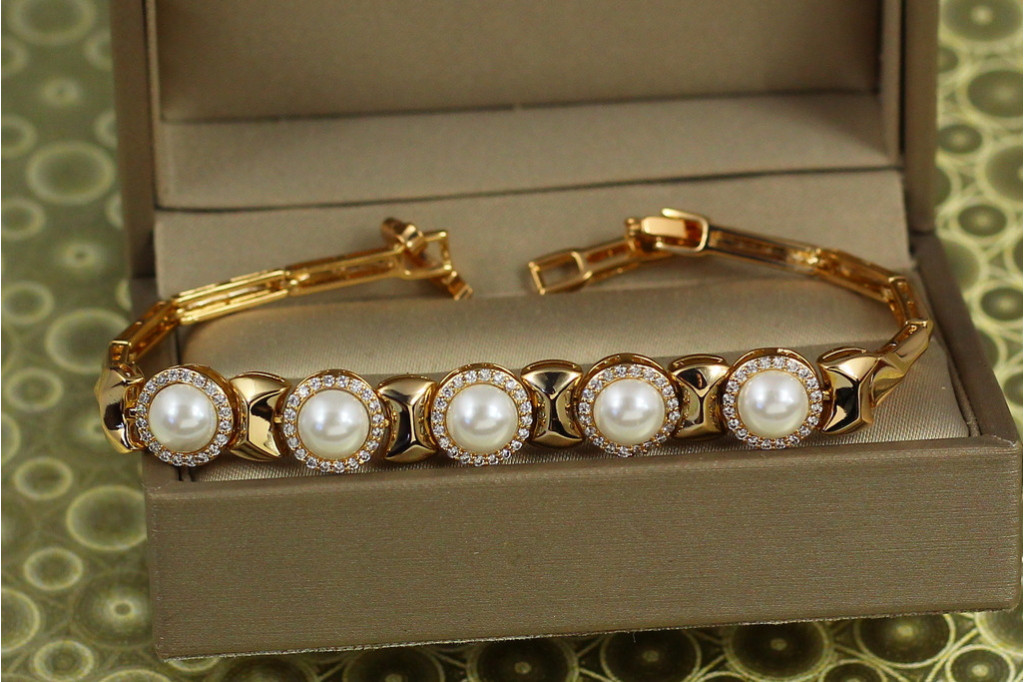 Браслет Xuping Jewelry П"ять перлин 19 см 9 мм золотистий