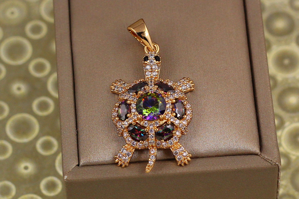 Кулон Xuping Jewelry черепашка с камнем мистерик 3,2 см золотистый