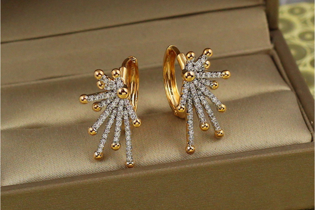 Сережки Xuping Jewelry залп із родієм 2,2 см золотисті