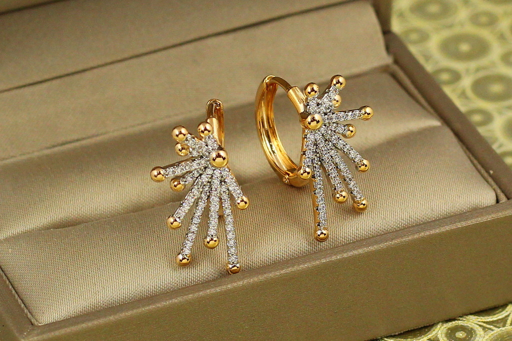 Сережки Xuping Jewelry залп із родієм 2,2 см золотисті