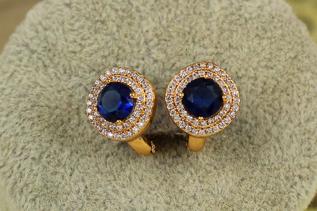 Сережки Xuping Jewelry велика мрія із синім каменем 1,3 см золотисті