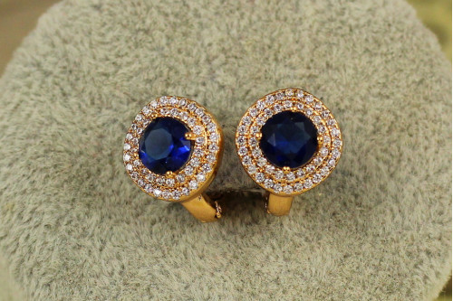 Сережки Xuping Jewelry велика мрія із синім каменем 1,3 см золотисті