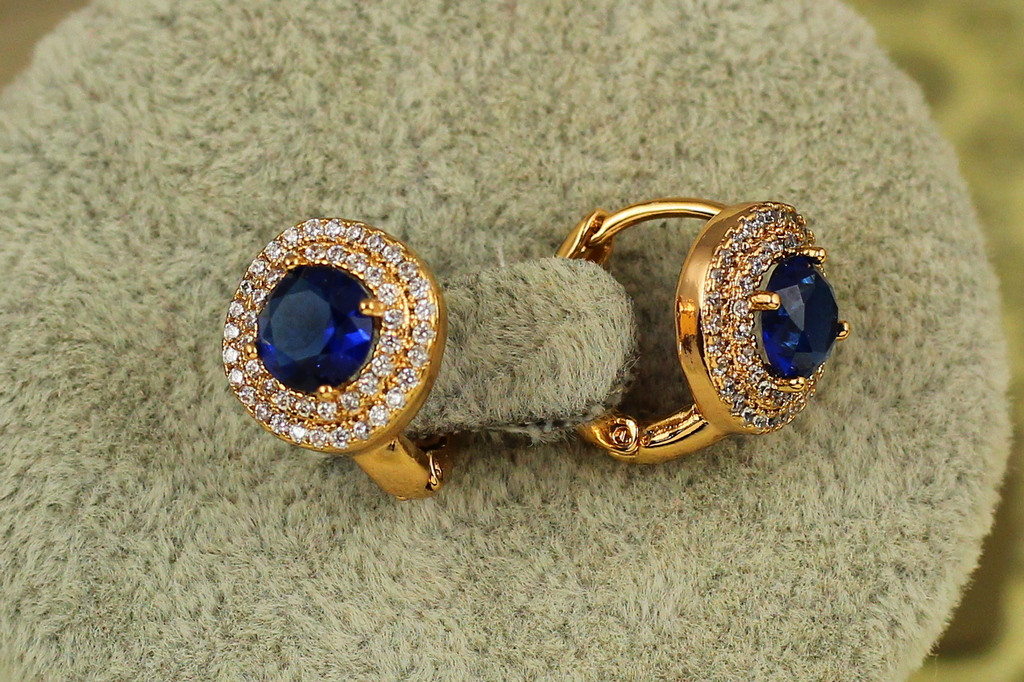 Сережки Xuping Jewelry велика мрія із синім каменем 1,3 см золотисті