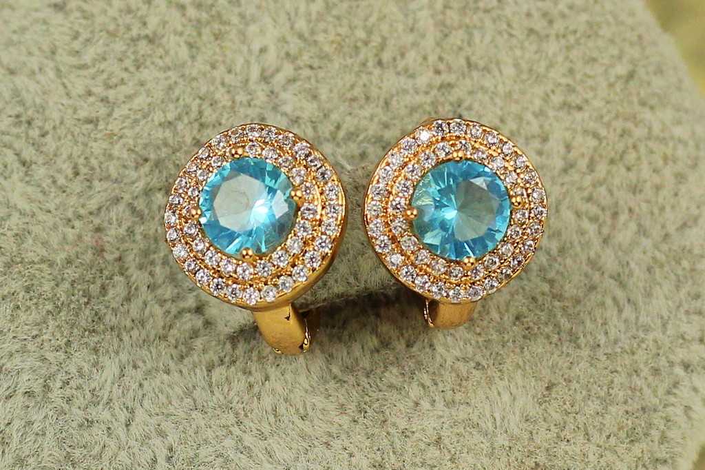 Сережки Xuping Jewelry велика мрія із блакитним каменем 1,3 см золотисті