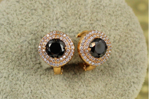 Сережки Xuping Jewelry велика мрія із чорним каменем 1,3 см золотисті