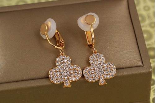 Сережки кліпси Xuping Jewelry дама треф 3,3 см золотисті