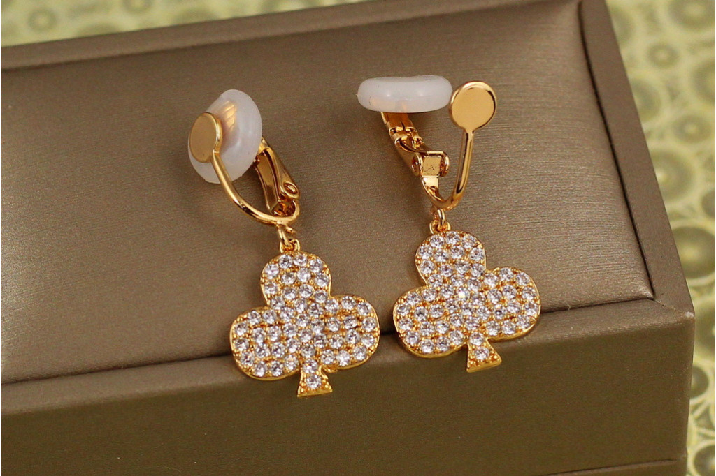 Сережки кліпси Xuping Jewelry дама треф 3,3 см золотисті
