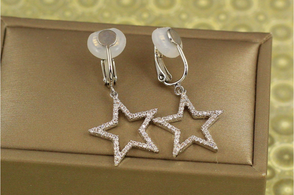Сережки кліпси Xuping Jewelry Велика зірка 3,5 см сріблясті