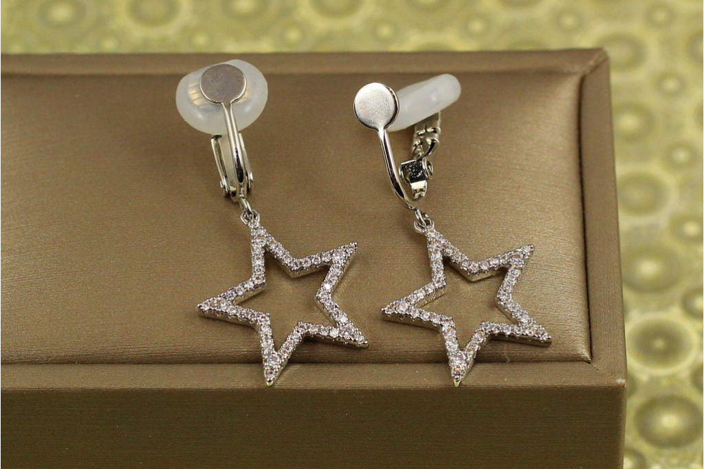 Сережки кліпси Xuping Jewelry Велика зірка 3,5 см сріблясті