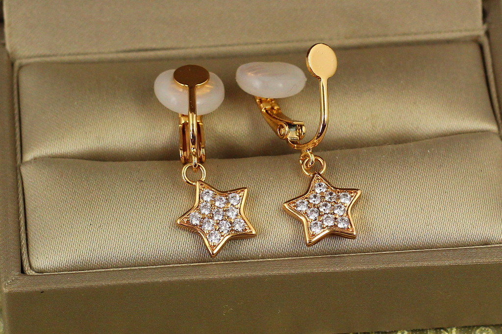 Серьги клипсы Xuping Jewelry звездочки 3 см золотистые