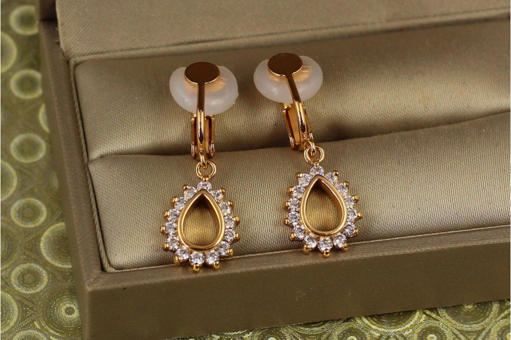 Сережки кліпси Xuping Jewelry крапельки 3,2 см золотисті