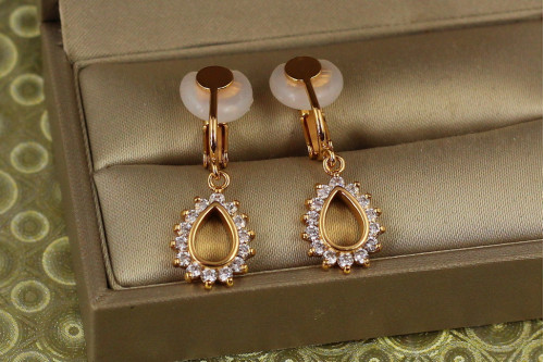 Сережки кліпси Xuping Jewelry крапельки 3,2 см золотисті
