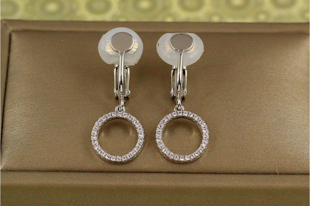 Сережки кліпси Xuping Jewelry обруч 2,9 см сріблясті