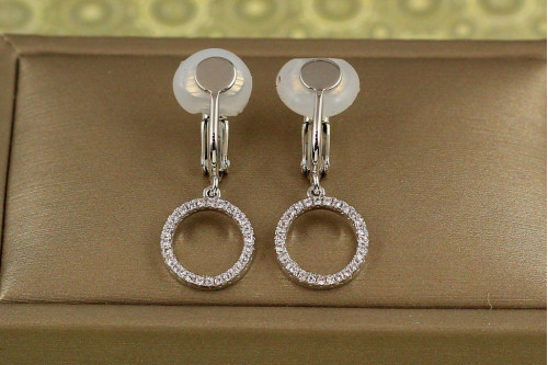 Сережки кліпси Xuping Jewelry обруч 2,9 см сріблясті