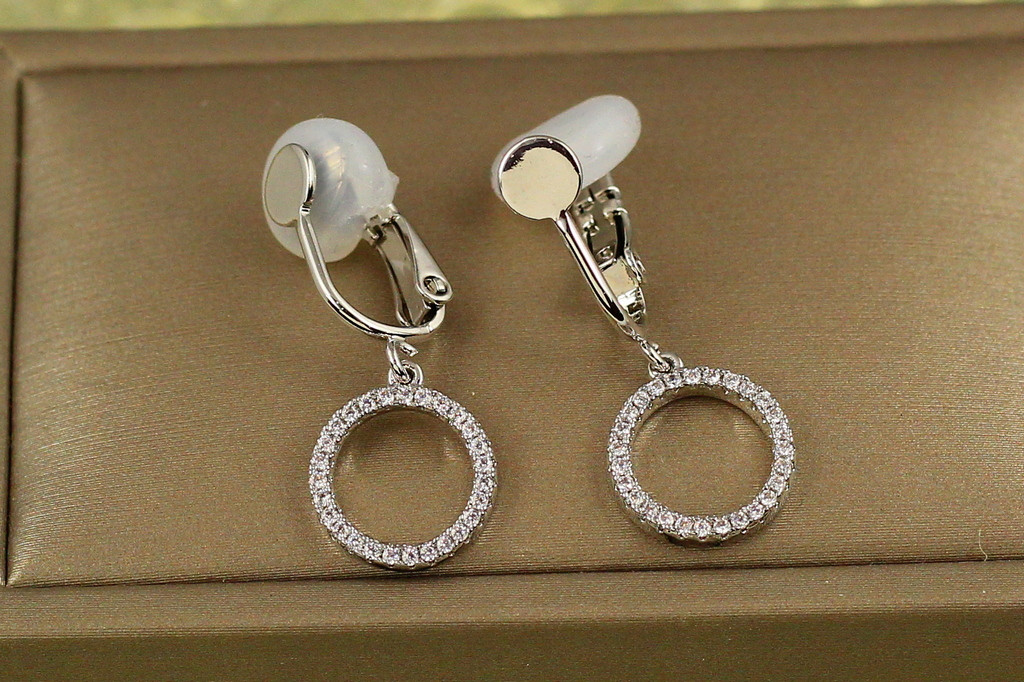 Сережки кліпси Xuping Jewelry обруч 2,9 см сріблясті
